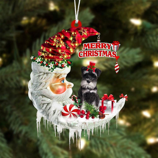 Miniature Schnauzer On The Moon Merry Christmas Hanging Ornament, Christmas Gift, Christmas Tree Decorations, Christmas Ornament 2023