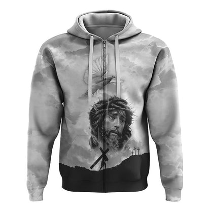 Miracle Worker Promise Keeper Light In The Darkness White Black Cross All Over Print 3D Hoodie, Christian Hoodie, Bible Verse Shirt, Jesus Apparel