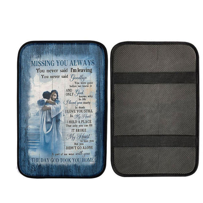 Missing You Always Car Armrest Pad - Jesus Christ Hugging Man In Heaven Car Armrest Pad, Religious Car Armrest Accessories