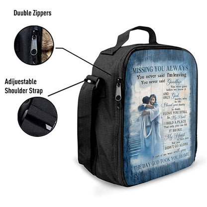 Missing You Always Lunch Bag - Jesus Christ Hugging Man In Heaven Lunch Bag, Bible Verse Lunch Bag For Men And Women