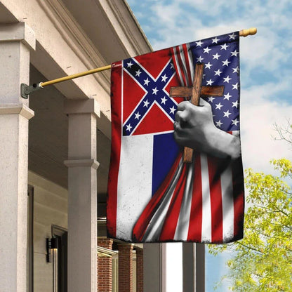 Mississippi Christian Cross House Flags, Christian Flag, Scripture Flag, Garden Banner