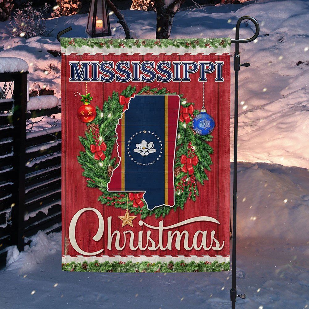 Mississippi Christmas Flag Merry Christmas Flag, Christmas Garden Flag, Home Decor Accessories, Christmas Outdoor Decor Ideas