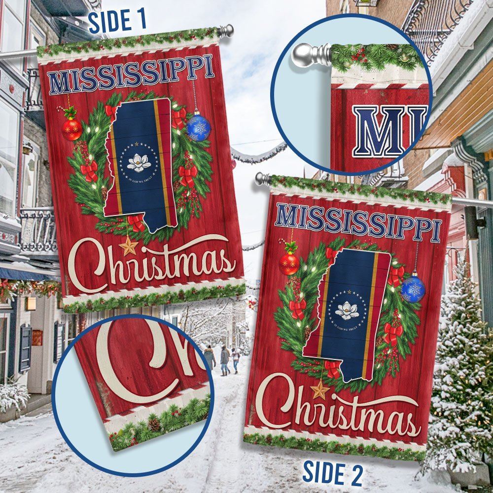 Mississippi Christmas Flag Merry Christmas Flag, Christmas Garden Flag, Home Decor Accessories, Christmas Outdoor Decor Ideas