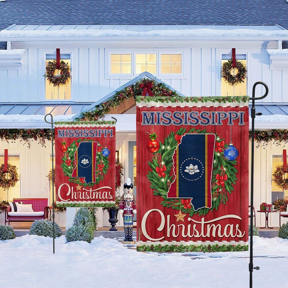 Mississippi Christmas Flag Merry Christmas Flag, Christmas Garden Flag, Home Decor Accessories, Christmas Outdoor Decor Ideas