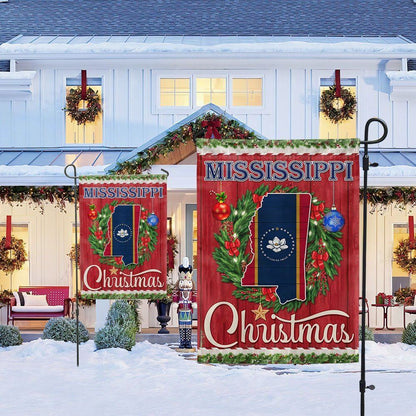 Mississippi Christmas Flag Merry Christmas Flag, Christmas Garden Flag, Home Decor Accessories, Christmas Outdoor Decor Ideas
