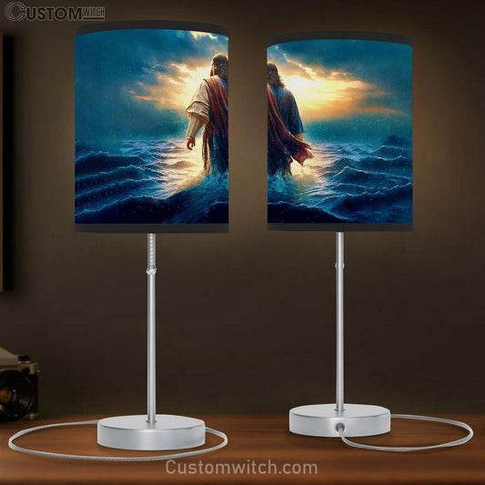 Modern Jesus Walking On Water Art Table Lamb - Jesus Christ Picture - Christian Home Decor