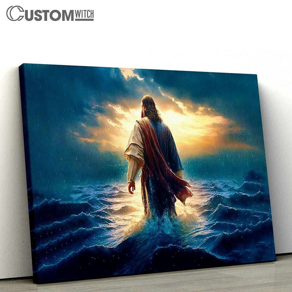 Modern Jesus Walking On Water Art Canvas - Jesus Christ Picture - Christian Home Decor