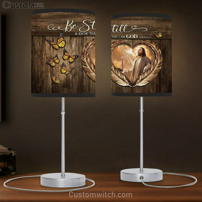 Monarch Butterfly Jesus Be Still & Know That I Am God Table Lamb Gift - Bible Verse Table Lamb - Religious Bedroom Decor
