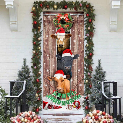 Moo-ry Christmas Cow Door Cover, Christmas Door Knob Covers, Christmas Outdoor Decoration