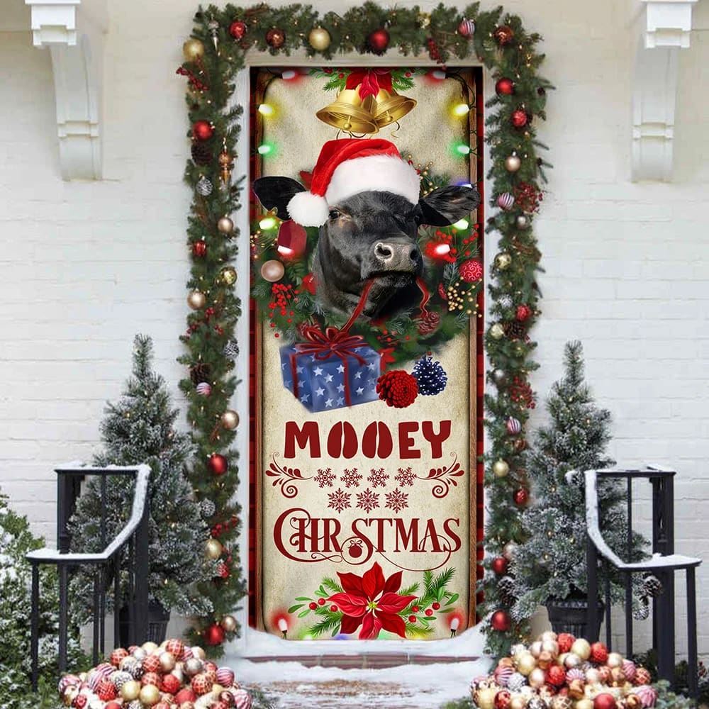 Mooey Christmas Cattle Farm Door Cover, Christmas Door Knob Covers, Christmas Outdoor Decoration
