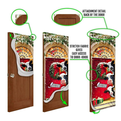 Mooey Christmas Cow Cattle Door Cover Decorations, Christmas Door Knob Covers, Christmas Outdoor Decoration