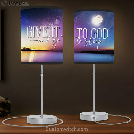 Moon Night Sky Give It To God And Go To Sleep Lamb Gift Table Lamb - Christian Lamb Gift Decor - Scripture Table Lamb Prints