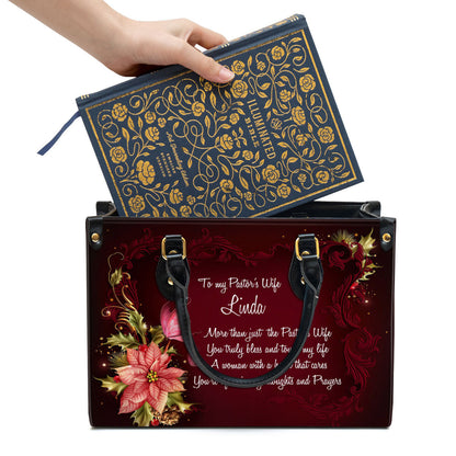 More Than Just The Pastor's Wife Flower And Butterfly Personalized Leather Handbag With Handle