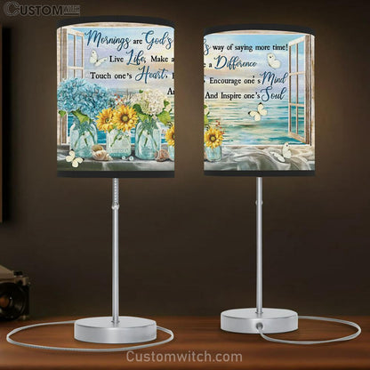 Mornings Are God's Way Of Saying More Time Beach Flower Butterfly Large Table Lamb - Christian Table Lamb Prints - Religious Table Lamb Art