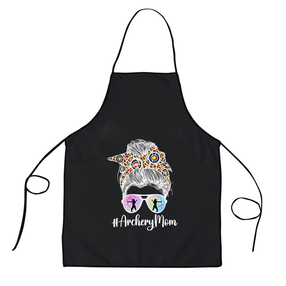 Mother's Day Apron, Archery Mom Of An Archer Mama Messy Bun Archery Mother Apron, Mom Gift, Mother's Day Gift, Funny Apron For Women