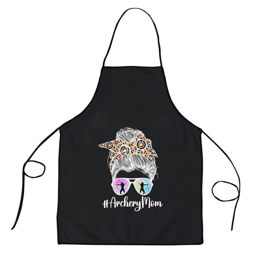 Mother's Day Apron, Archery Mom Of An Archer Mama Messy Bun Archery Mother Apron, Mom Gift, Mother's Day Gift, Funny Apron For Women