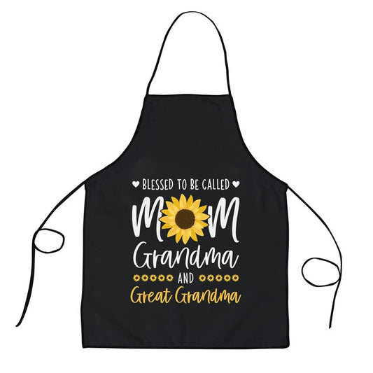 Mother's Day Apron, Blessed To Be Called Mom Grandma And Great Grandma Sunflower Apron, Mom Gift, Mother's Day Gift, Funny Apron For Women