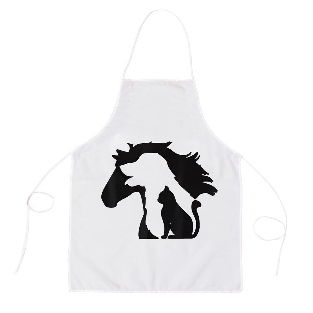 Mother's Day Apron, Cute Horse Dog Cat Lover Tee Women Mothers Day Apron, Mom Gift, Mother's Day Gift, Funny Apron For Women