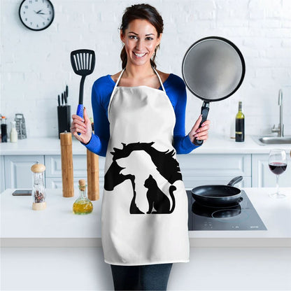 Mother's Day Apron, Cute Horse Dog Cat Lover Tee Women Mothers Day Apron, Mom Gift, Mother's Day Gift, Funny Apron For Women