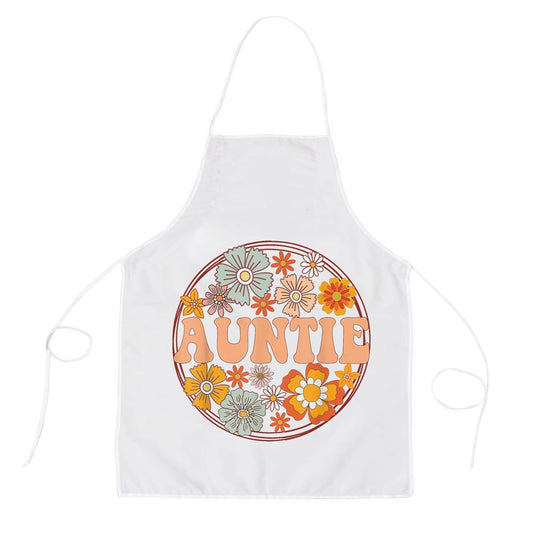 Mother's Day Apron, Groovy Auntie Retro Flowers Women Mothers Day Aunt Apron, Mom Gift, Mother's Day Gift, Funny Apron For Women