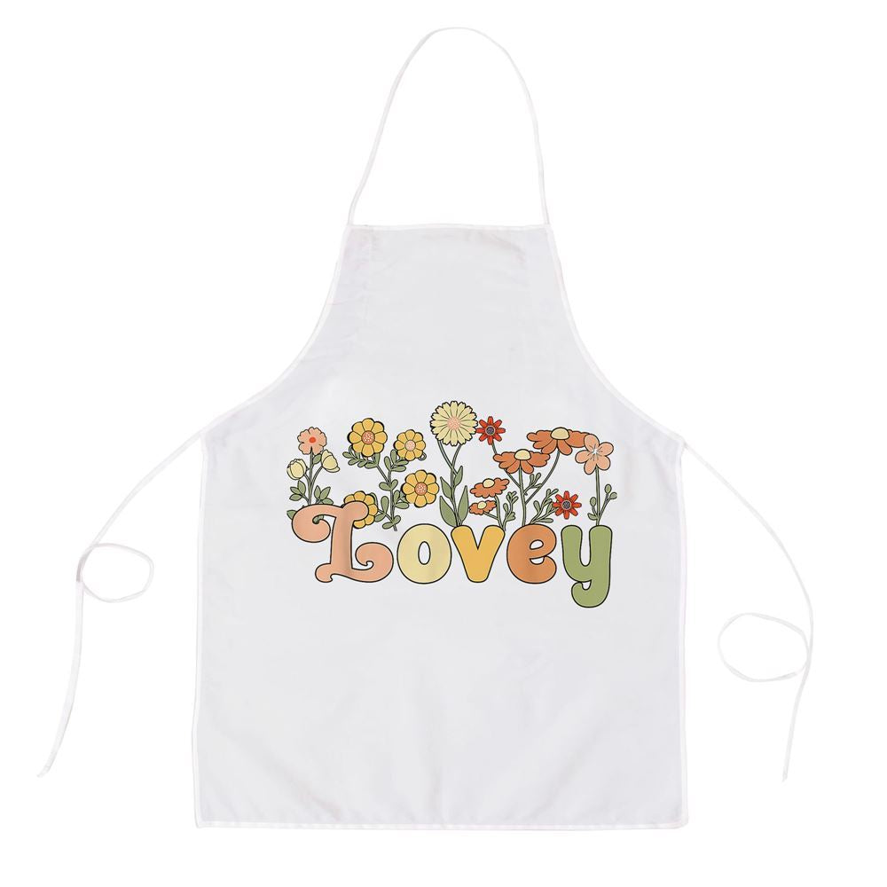 Mother's Day Apron, Groovy Lovey Grandmother Flowers Lovey Grandma Apron, Mom Gift, Mother's Day Gift, Funny Apron For Women