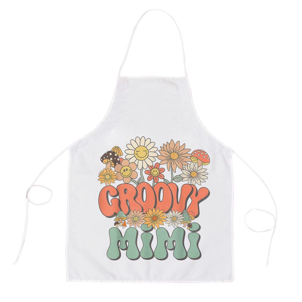 Mother's Day Apron, Groovy Mimi Floral Hippie Retro Daisy Flower Mothers Day Apron, Mom Gift, Mother's Day Gift, Funny Apron For Women