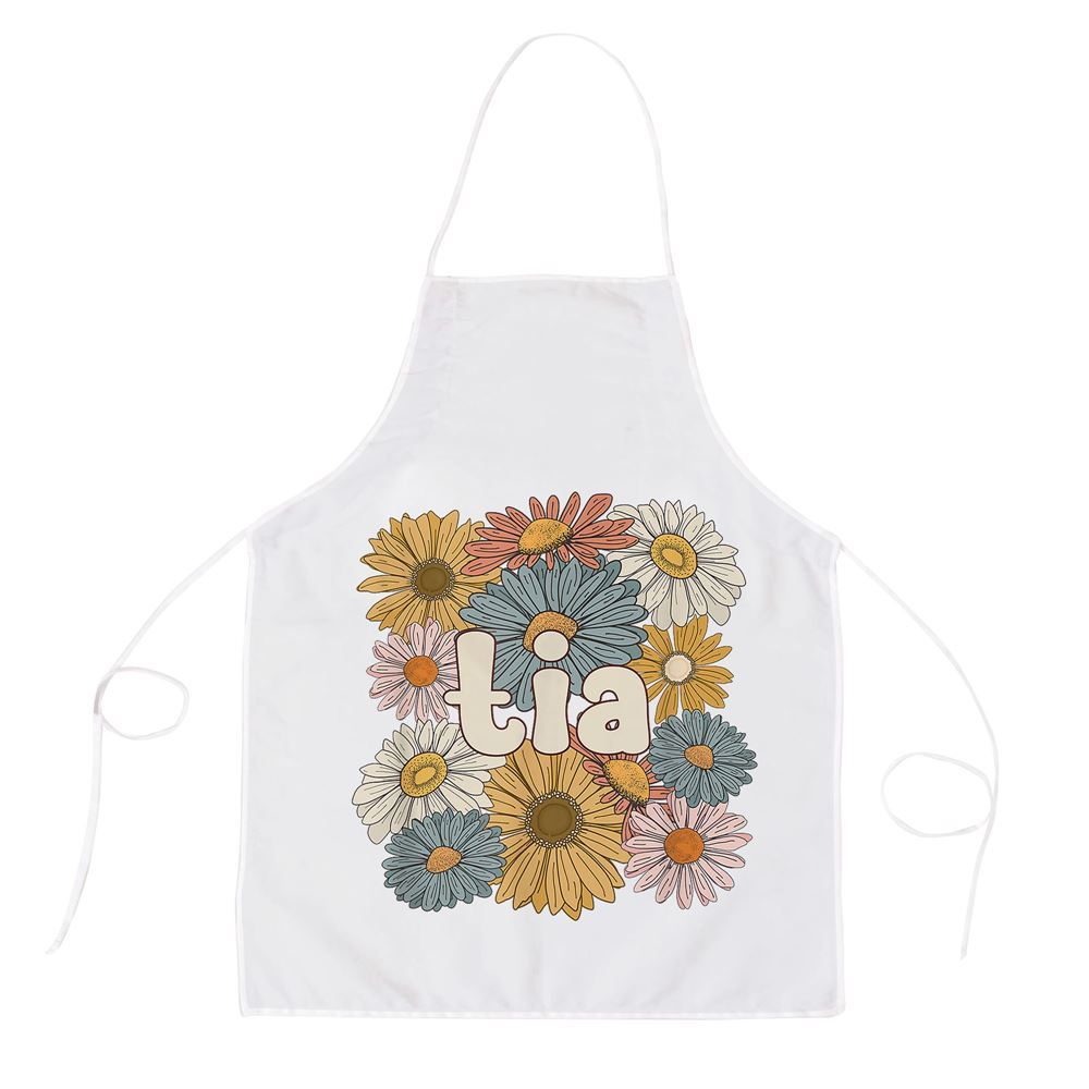 Mother's Day Apron, Groovy Tia Grandmother Flowers Tia Grandma Apron, Mom Gift, Mother's Day Gift, Funny Apron For Women