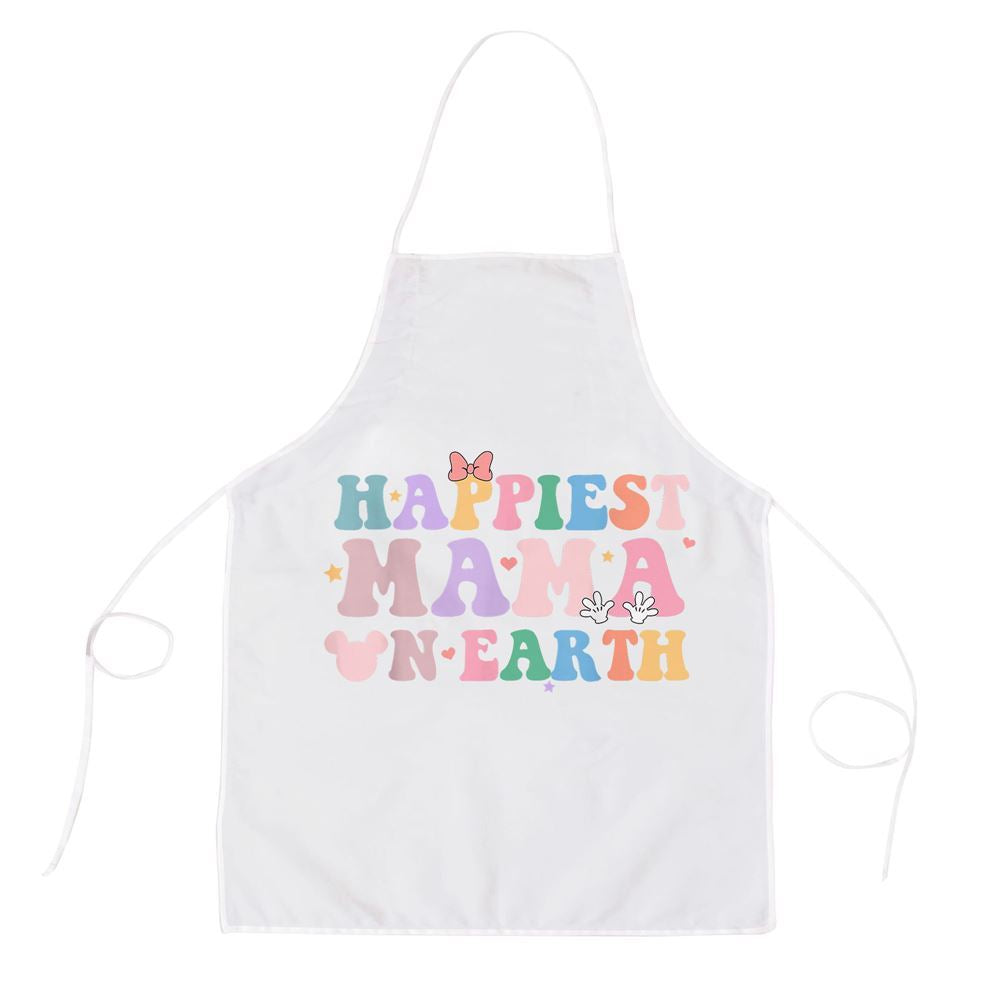 Mother's Day Apron, Happiest Mama On Earth Retro Groovy Mom Happy Mothers Day Apron, Mom Gift, Mother's Day Gift, Funny Apron For Women