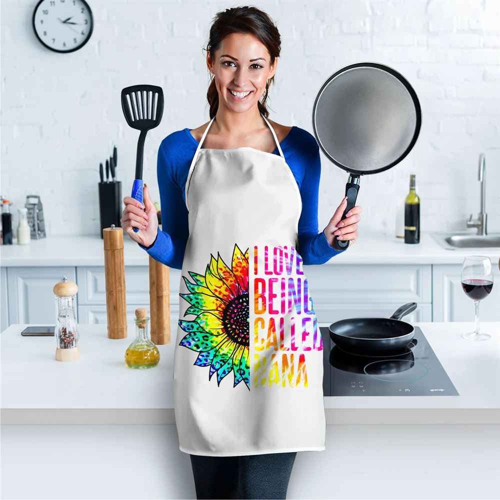 Mother's Day Apron, I Love Being Called Nana Sunflower Tie Dye Mothers Day Cute Apron, Mom Gift, Mother's Day Gift, Funny Apron For Women