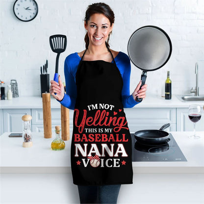 Mother's Day Apron, Im Not Yelling This Is My Baseball Nana Voice Baseball Mom Apron, Mom Gift, Mother's Day Gift, Funny Apron For Women