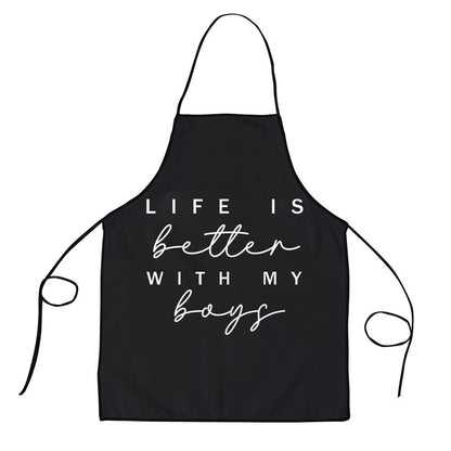Mother's Day Apron, Life Is Better With My Boys Funny Graphic Mothers Day Gift Apron, Mom Gift, Mother's Day Gift, Funny Apron For Women