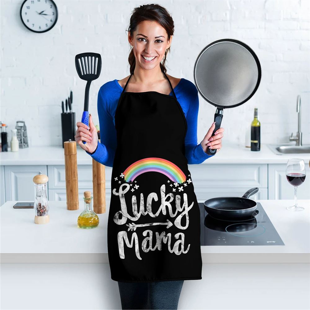 Mother's Day Apron, Lucky Mama Family St Patricks Day Mom Mothers Day Tshirt Apron, Mom Gift, Mother's Day Gift, Funny Apron For Women
