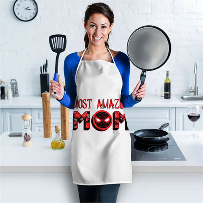 Mother's Day Apron, Marvel Mothers Day Spiderman Most Amazing Mom Apron, Mom Gift, Mother's Day Gift, Funny Apron For Women