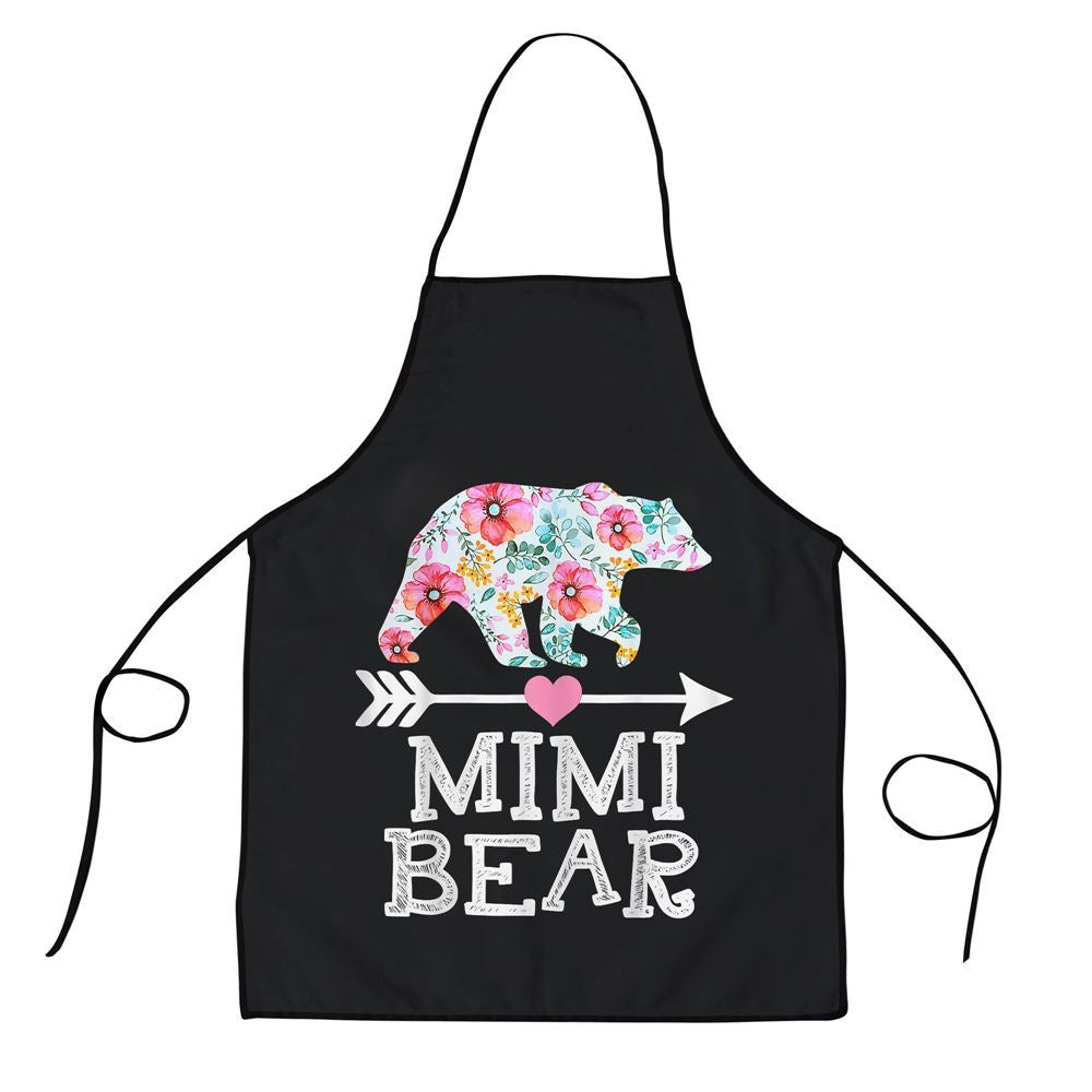 Mother's Day Apron, Mimi Bear Mom Grandma Floral Happy Mothers Day Tee Apron, Mom Gift, Mother's Day Gift, Funny Apron For Women