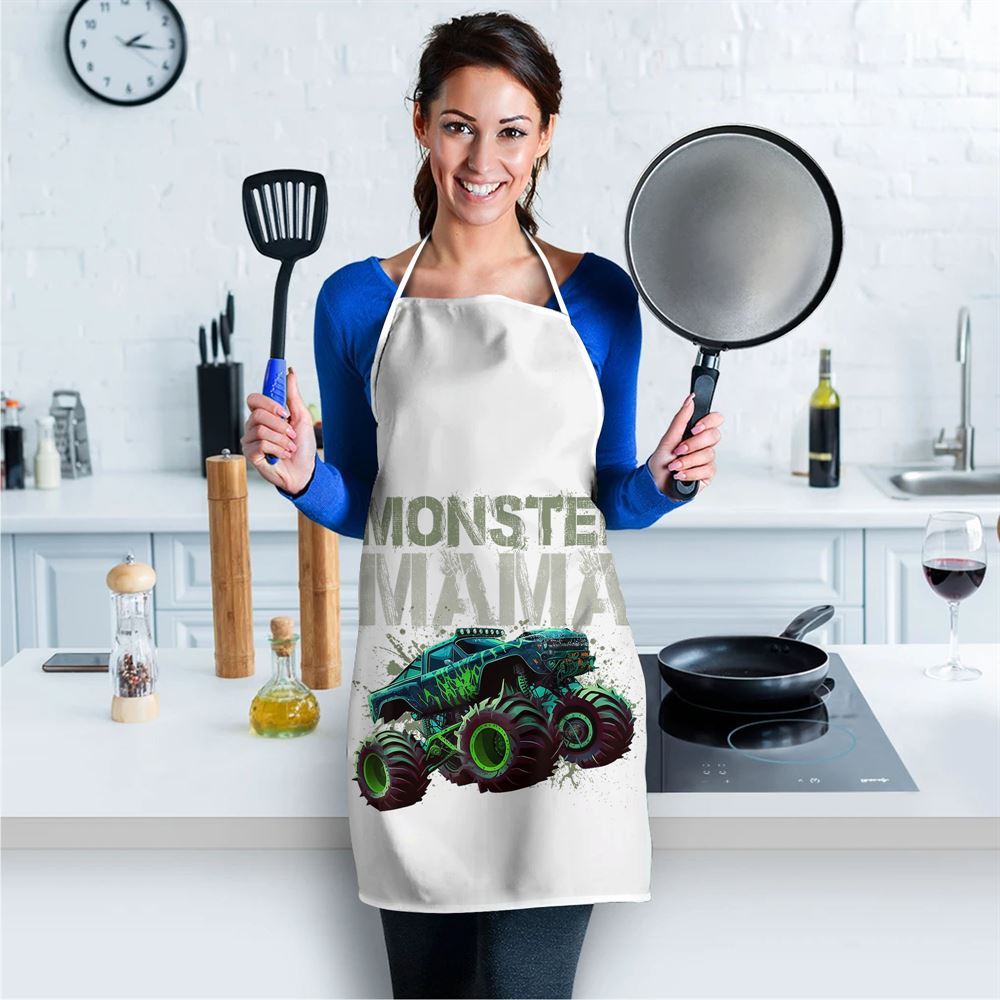 Mother's Day Apron, Monster Truck Mama Family Matching Monster Truck Lovers Apron, Mom Gift, Mother's Day Gift, Funny Apron For Women