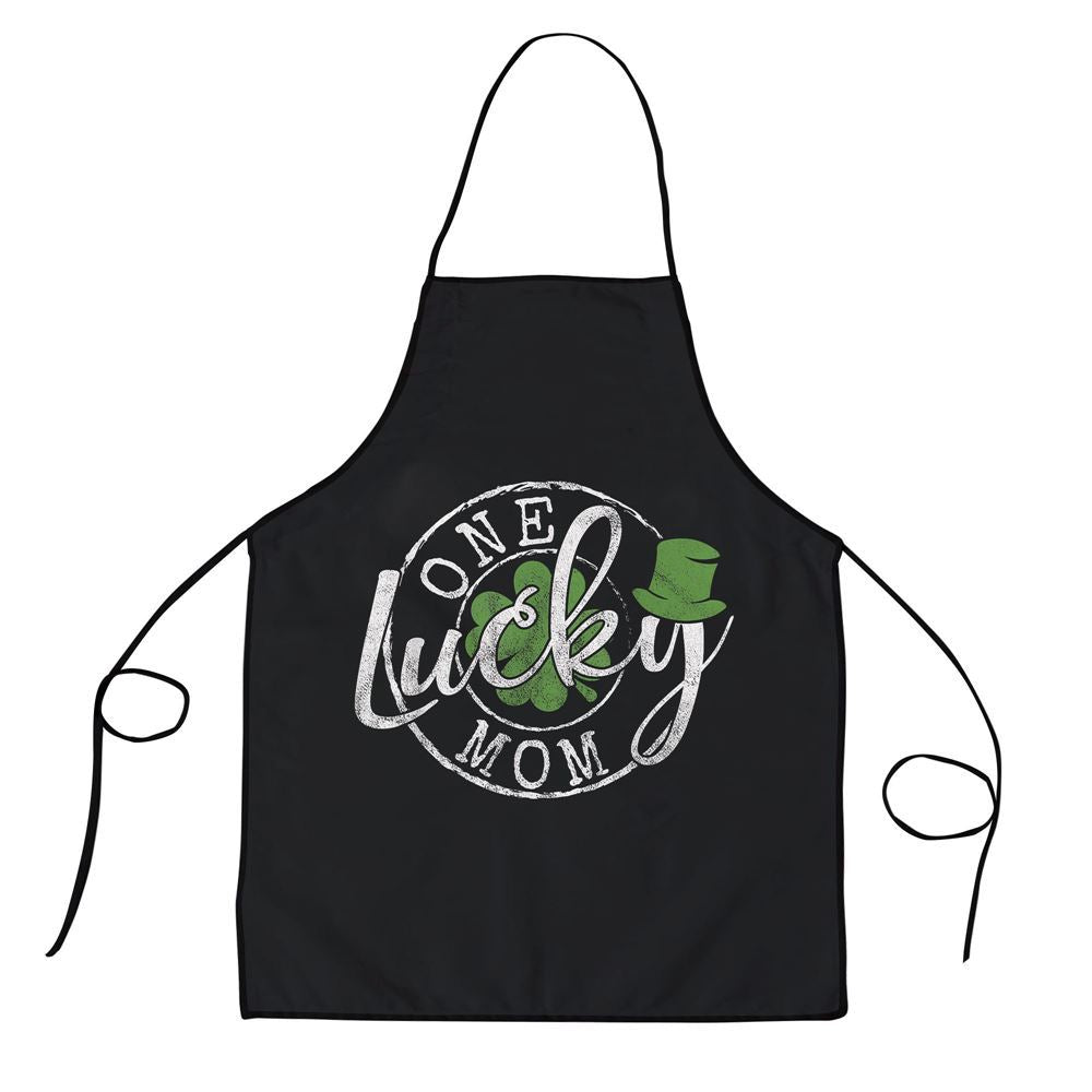 Mother's Day Apron, One Lucky Mom Funny Mother Irish Clovers St Patricks Day Apron, Mom Gift, Mother's Day Gift, Funny Apron For Women