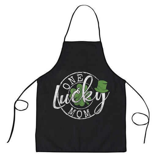 Mother's Day Apron, One Lucky Mom Funny Mother Irish Clovers St Patricks Day Apron, Mom Gift, Mother's Day Gift, Funny Apron For Women