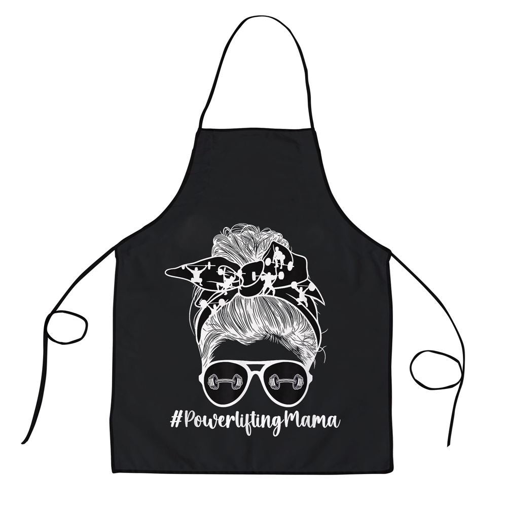 Mother's Day Apron, Powerlifting Mama Messy Bun Powerlifting Mom Powerlifter Mom Apron, Mom Gift, Mother's Day Gift, Funny Apron For Women