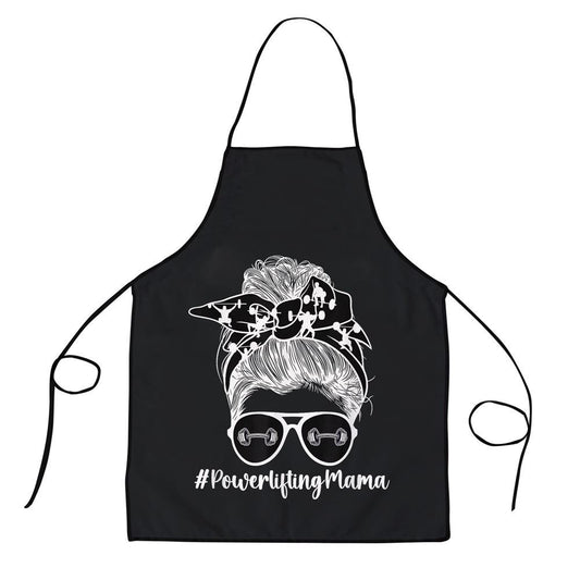 Mother's Day Apron, Powerlifting Mama Messy Bun Powerlifting Mom Powerlifter Mom Apron, Mom Gift, Mother's Day Gift, Funny Apron For Women
