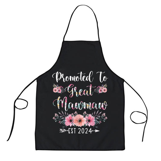 Mother's Day Apron, Promoted To Great Mawmaw Est 2024 Flower Apron, Mom Gift, Mother's Day Gift, Funny Apron For Women