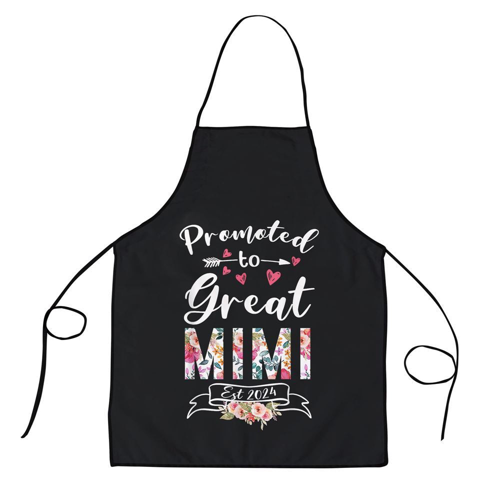 Mother's Day Apron, Promoted To Great Mimi Est 2024 Mothers Day Flower Apron, Mom Gift, Mother's Day Gift, Funny Apron For Women