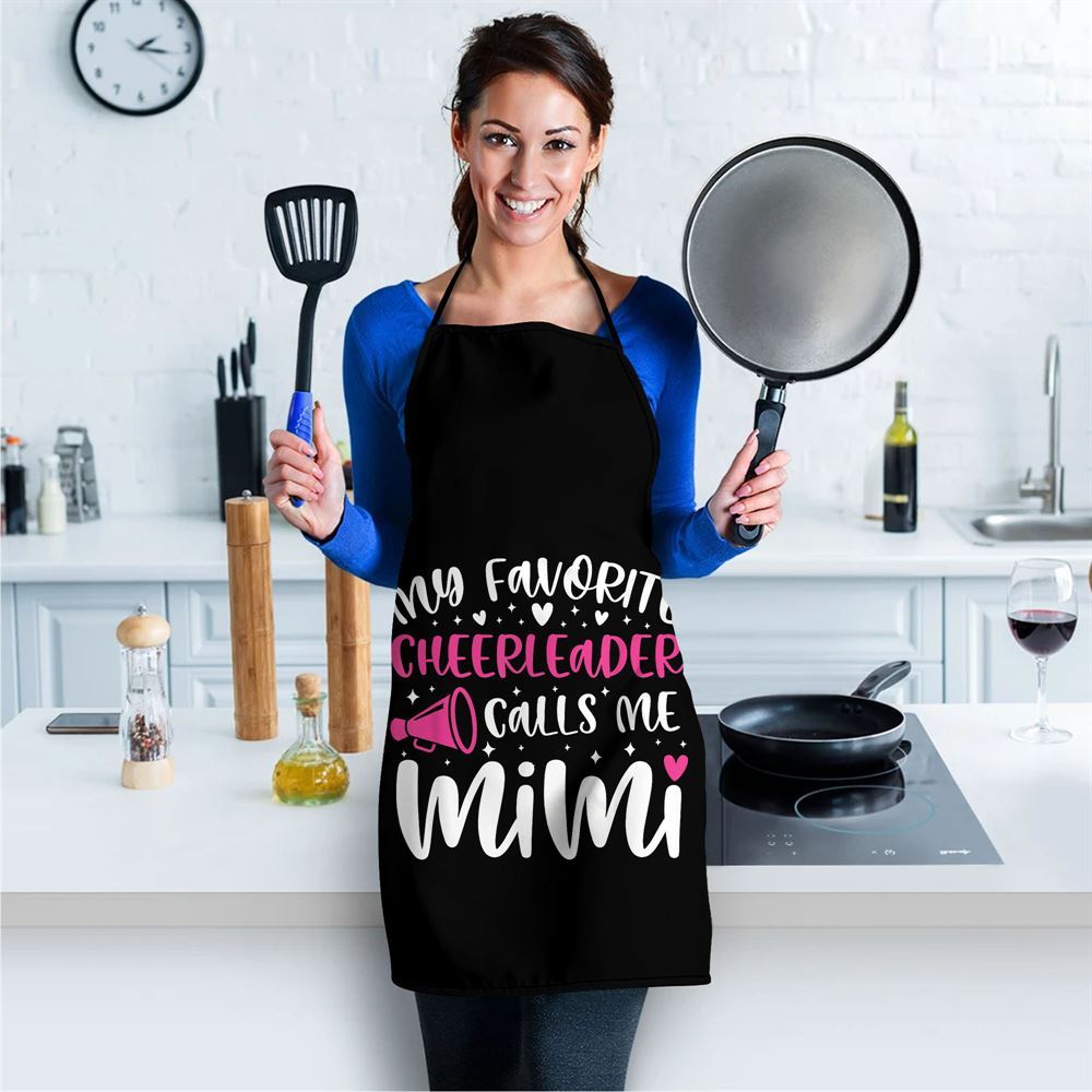 Mother's Day Apron, Proud Cheer Mimi Grandma Of A Cheerleader Mimi Apron, Mom Gift, Mother's Day Gift, Funny Apron For Women
