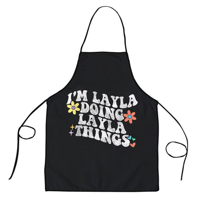 Mother's Day Apron, Retro Groovy Im Layla Doing Layla Things Funny Mothers Day Apron, Mom Gift, Mother's Day Gift, Funny Apron For Women