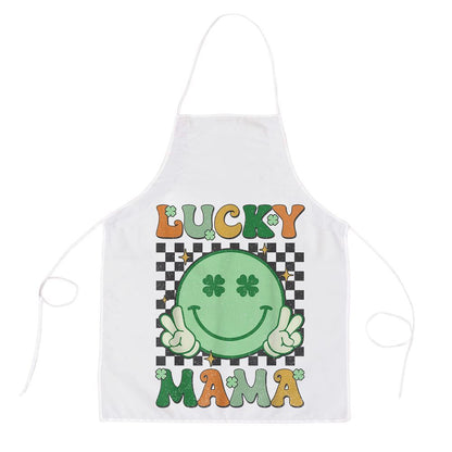 Mother's Day Apron, Retro Groovy St Patricks Day Lucky Mama Smile Mom Mother Apron, Mom Gift, Mother's Day Gift, Funny Apron For Women