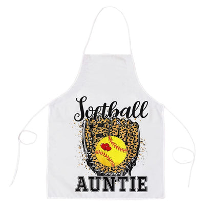 Mother's Day Apron, Softball Auntie Leopard Game Day Aunt Mother Apron, Mom Gift, Mother's Day Gift, Funny Apron For Women