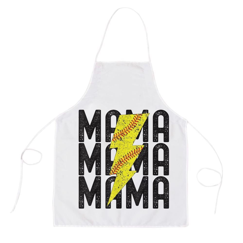 Mother's Day Apron, Softball Mama Lighting Softball Mothers Day Apron, Mom Gift, Mother's Day Gift, Funny Apron For Women