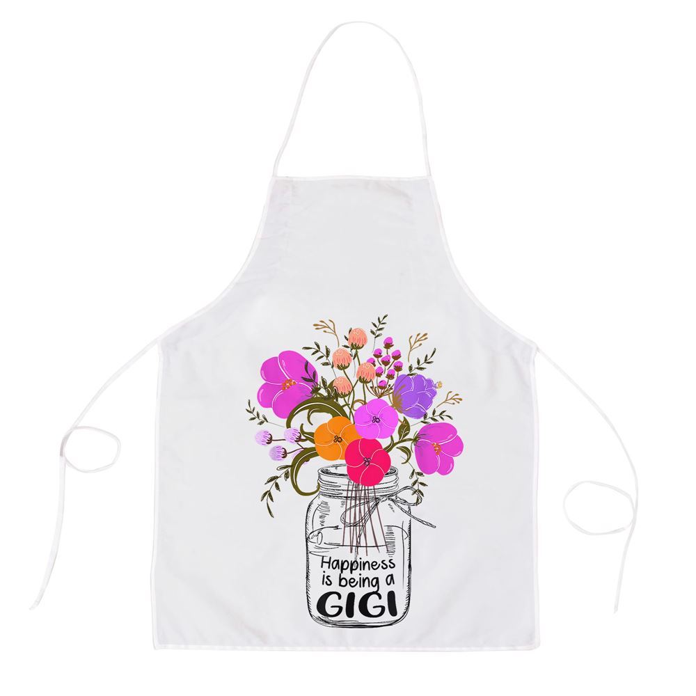 Mother's Day Apron, Women Mom Grandma Floral Gift Happiness Is Being A Gigi Apron, Mom Gift, Mother's Day Gift, Funny Apron For Women