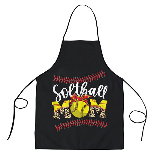 Mother's Day Apron, Womens Funny Softball Mom Mothers Day Leopard Baseball Stiches Apron, Mom Gift, Mother's Day Gift, Funny Apron For Women
