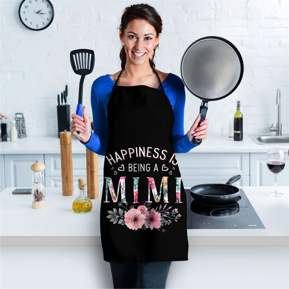 Mother's Day Apron, Womens Happiness Is Being A Mimi Announcement Mothers Day Apron, Mom Gift, Mother's Day Gift, Funny Apron For Women