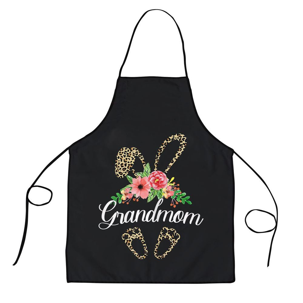 Mother's Day Apron, Womens Mothers Day Easter Gifts Flower Grandmom Leopard Bunny Apron, Mom Gift, Mother's Day Gift, Funny Apron For Women